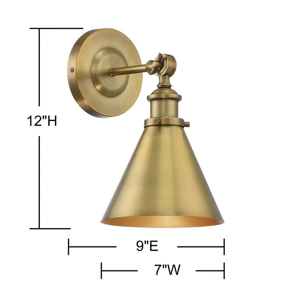 Glenn Warm Brass Adjustable Wall Sconce with Conical Shade