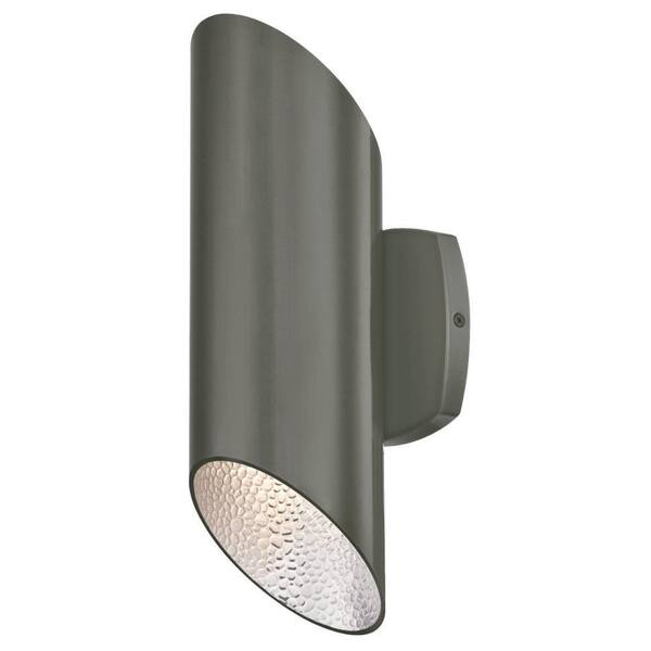 Westinghouse Skyline 2-Light Polished Graphite with Hammered Silver Interior Outdoor Integrated LED Wall Lantern Sconce