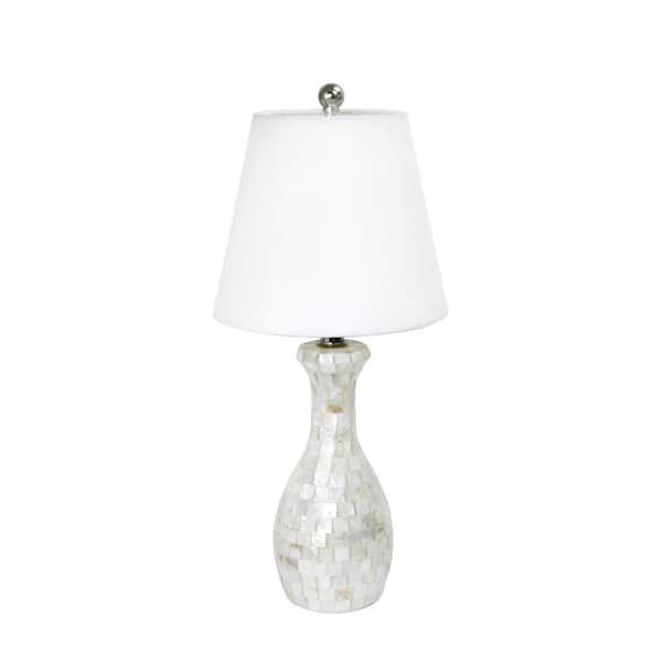 Elegant Designs Malibu 22.5 in. Trendy Seashell Tiled Mosaic Look Curved Table Lamp with Chrome Accents