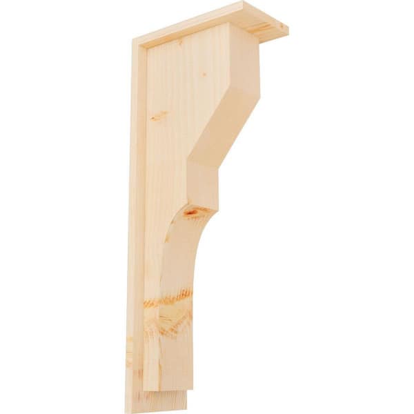 Ekena Millwork 5-1/2 in. x 10 in. x 26 in. Douglas Fir Monterey Smooth Corbel with Backplate