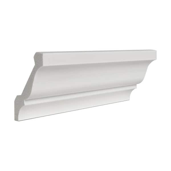 American Pro Decor WM 49 3 in. x 2 in. x 6 in. Long Plain Recycled Polystyrene Crown Moulding Sample