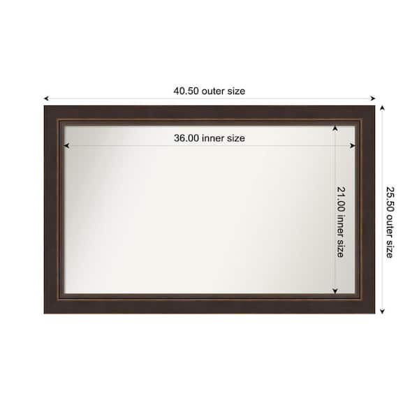 Amanti Art Lara Bronze 40.5 in. W x 25.5 in. H Custom Non-Beveled Wood Framed Bathroom Vanity Wall Mirror