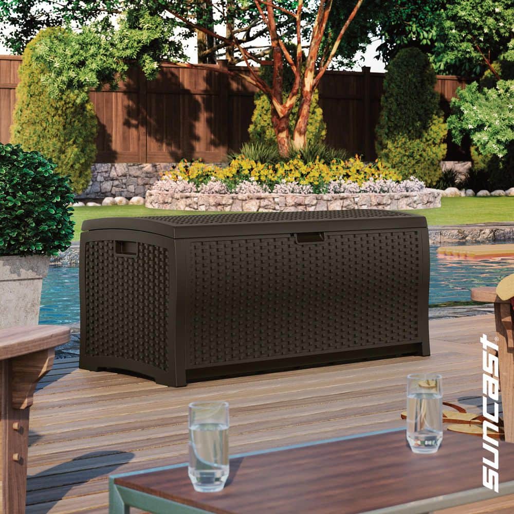 Reviews for Suncast 73 Gal. Plastic Wicker Deck Box | Pg 1 - The Home Depot, image size:1000x1000