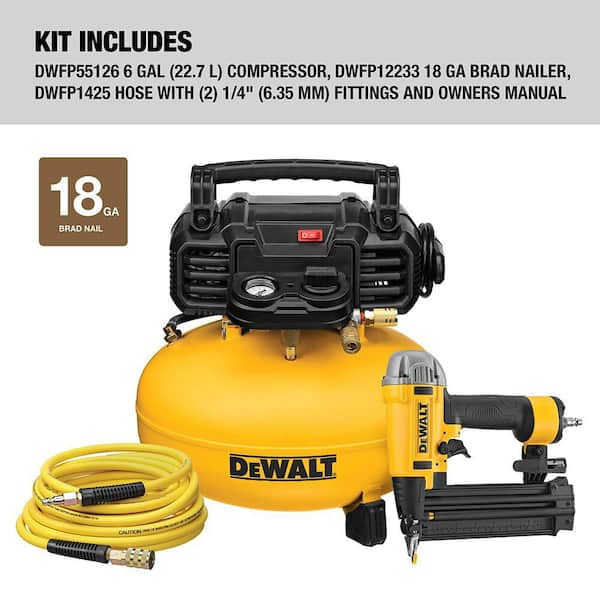 6 Gal. 18-Gauge Brad Nailer and Heavy-Duty Pancake Electric Air Compressor Combo Kit