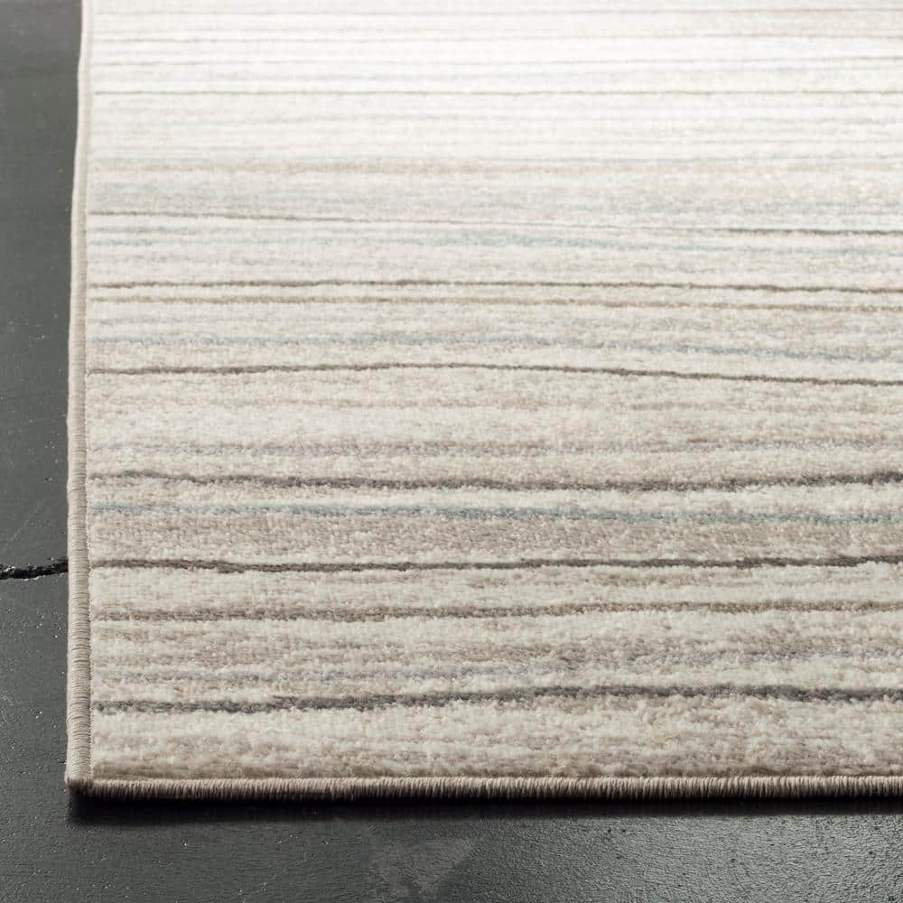 Amsterdam Cream and Beige 3' x 5' Striped Synthetic Area Rug