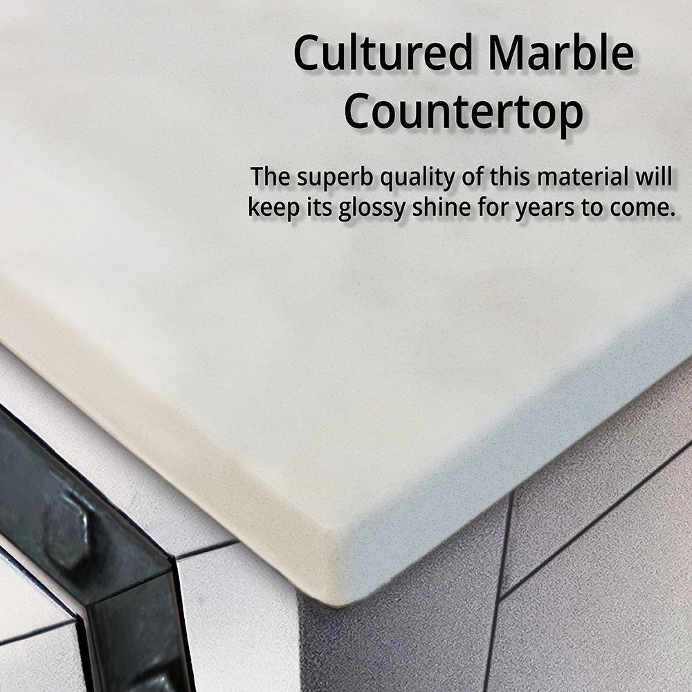 Ziva 48" White Cultured Marble Top Vanity with Mirror