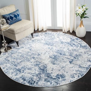 Amelia Navy/Gray 8 ft. x 8 ft. Distressed Abstract Round Area Rug
