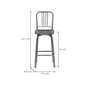 Kipling Gunmetal Gray Metal Swivel Bar Stool with Back