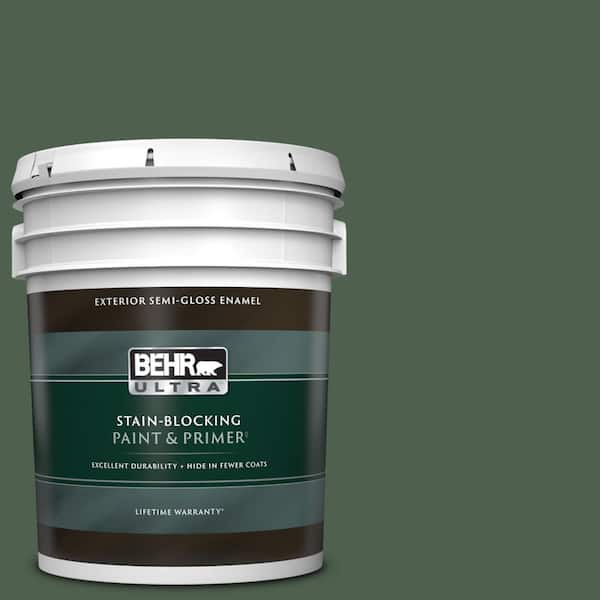 BEHR ULTRA 5 gal. #450F-7 Hampton Green Semi-Gloss Enamel Exterior Paint & Primer