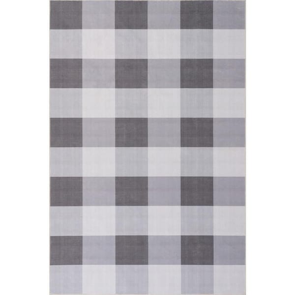 Harmoni SplashGuard Machine Washable Area Grey 8 ft. x 8 ft. Indoor Square Rug