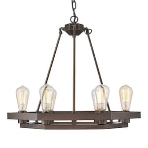 6-Light Oil Rubbed Bronze Rustic cycle Chandelier for Kitchen Island with No Bulbs Included