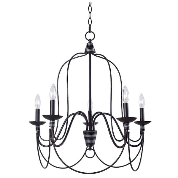 Home Decorators Collection Rivy West 5-Light Oil Rubbed Bronze Chandelier with Silver Highlights