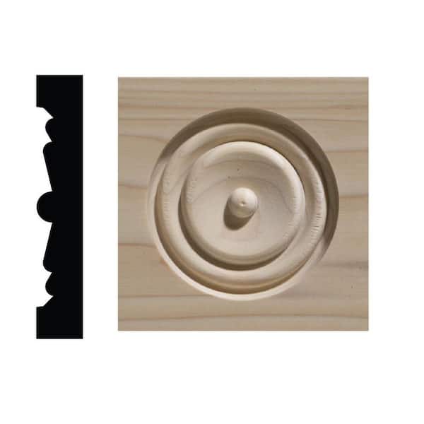 Ornamental Mouldings 740C 13/16 in. x 4-1/2 in. x 4-1/2 in. White Hardwood Corner Block Moulding
