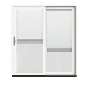 72 in. x 80 in. W-2500 Contemporary Red Clad Wood Right-Hand Full Lite Sliding Patio Door w/White Paint Interior