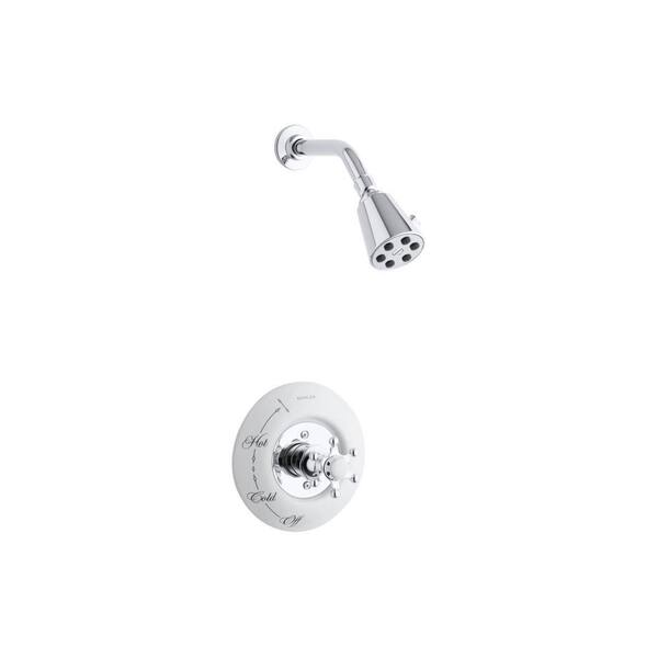 KOHLER Antique 1-Spray 3.8 in. Single Wall Mount Fixed Shower Head in Polished Chrome