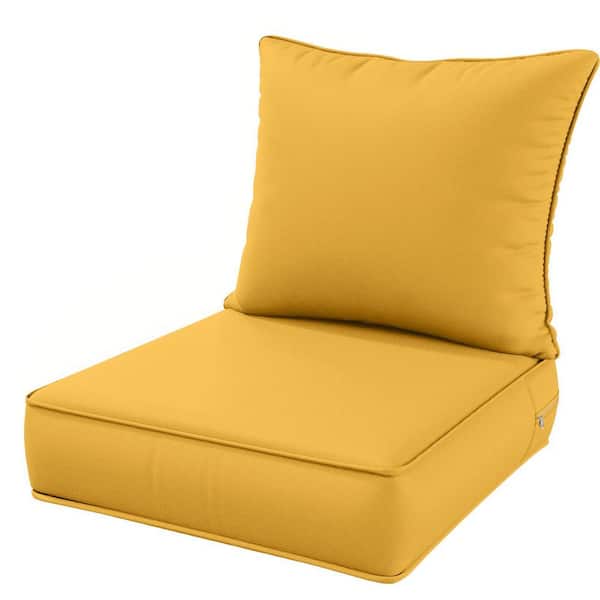 WNP 24 in. x 24 in. x 5 in. Square Outdoor Deep Seating Cushion Set Seat and Back Cushion for Lounge Chair Yellow