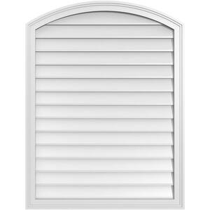 32 in. x 42 in. Arch Top Surface Mount PVC Gable Vent: Functional with Brickmould Frame