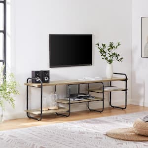 Industrial Television Stand for 75 in. TV Entertainment Center/Media Console Table with Open Storage Shelves, Gray