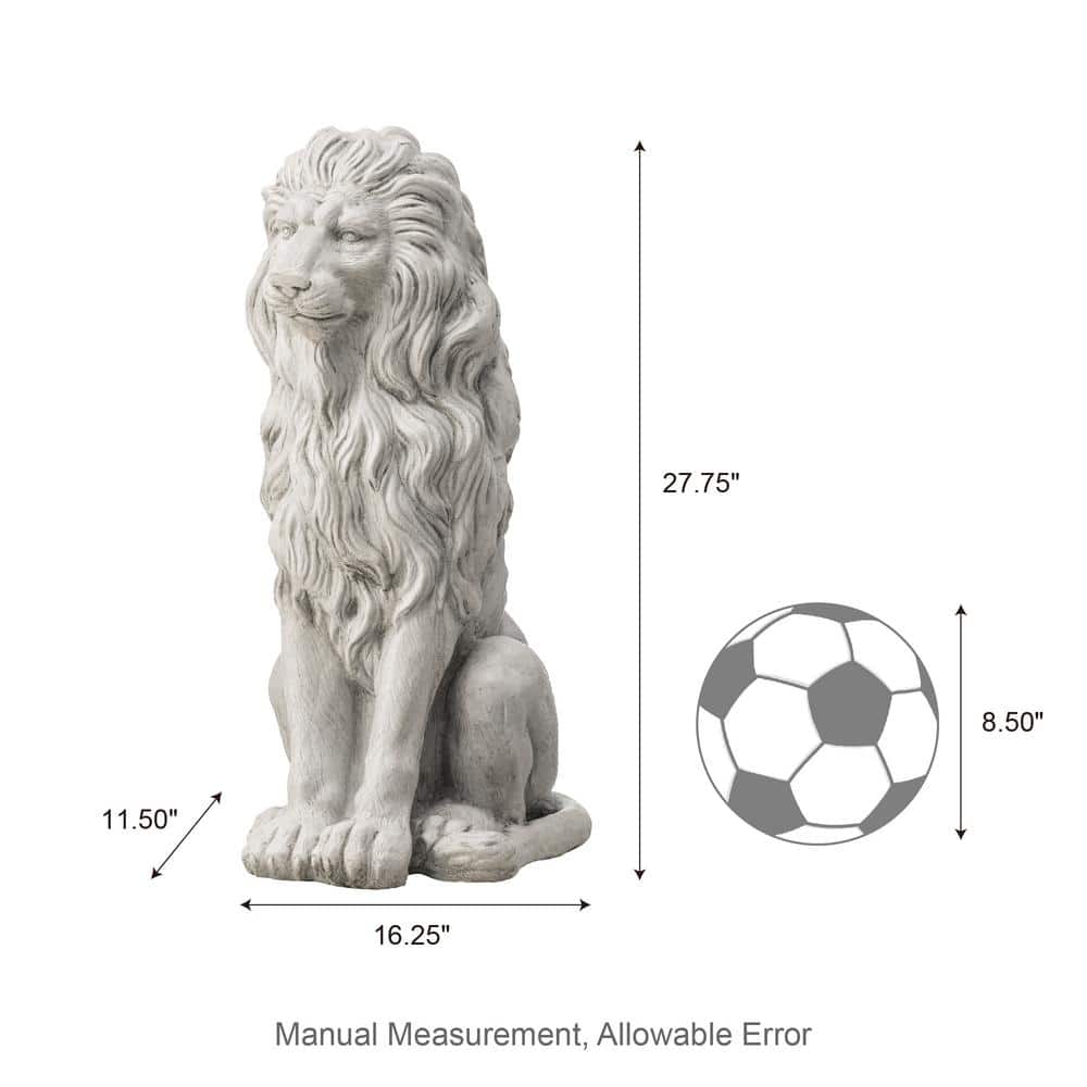 27.75" White Faux Stone Guardian Lion Garden Statue