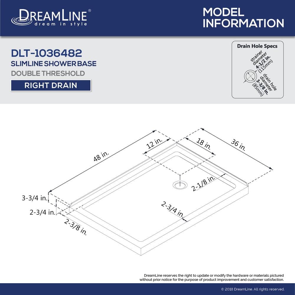SlimLine 60" Biscuit Acrylic Double Threshold Shower Base