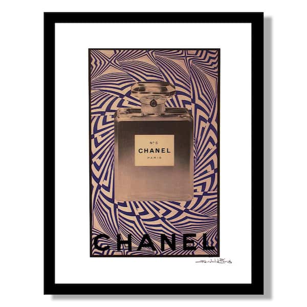 VENICE BEACH Collections Vintage Designer Fashion Perfume Bottle Purple Spiral Design by Fairchild Paris 1 Piece Framed Graphic 18 in. x 14 in.
