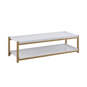 Industrial Compact 10.75 in. H 6-Pair 2-Tier Iron Shoe Rack in White/Gold