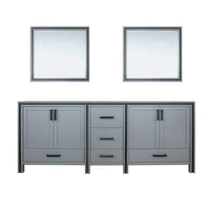 Ziva 84 in. W x 22 in. D Dark Grey Double Bath Vanity without Top and 34 in Mirrors