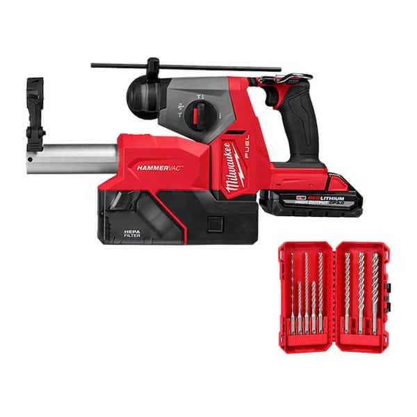 M18 FUEL 18V Lith-Ion Brushless Cordless 5/8 in. SDS-Plus Rotary Hammer w/ (2) Battery, & Drill Bit Kit