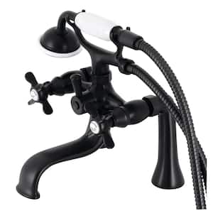 Essex 3-Handle Deck-Mount Clawfoot Tub Faucets with Handshower in Matte Black