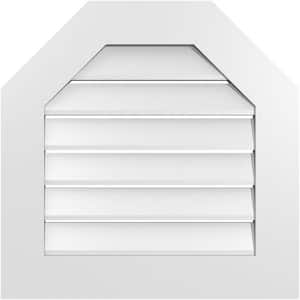 24 in. x 24 in. Octagonal Top Surface Mount PVC Gable Vent: Functional with Standard Frame