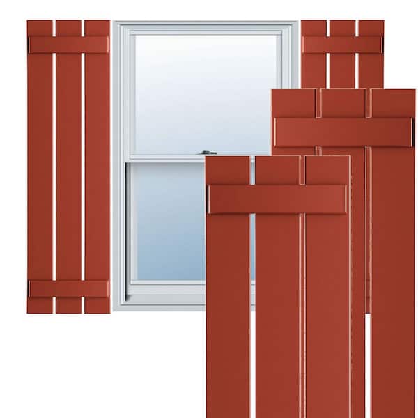 Ekena Millwork True Fit PVC 11.25 in. W x 67 in. H Vinyl Board and Batten Shutters Pair in Colorful Leaves
