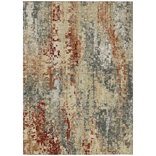 Chantille Machine Washable Indoor/Outdoor Abstract ACN2254 Pewter 10 ft. x 14 ft. Area Rug
