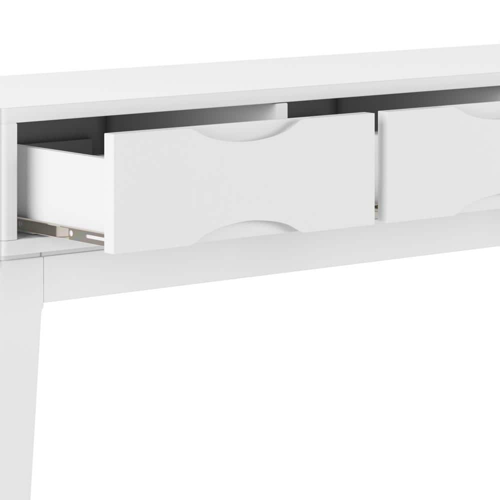 Harper Mid-Century White Solid Hardwood Console with Storage