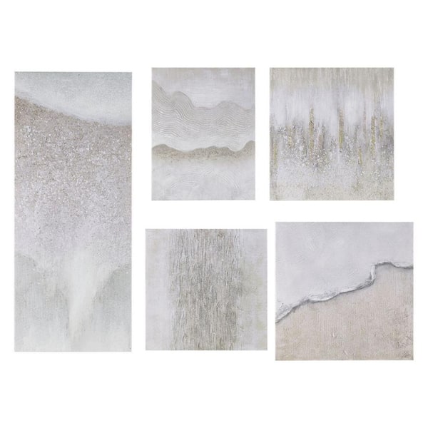Miscool Anky 5-Piece Unframed Art Print 15 in. x 35 in. Hand Embellished Abstract Gallery Canvas Wall Art Set
