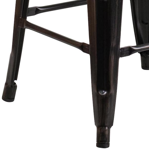 Flash Furniture 30 in. Black and Antique Gold Metal Bar Stool