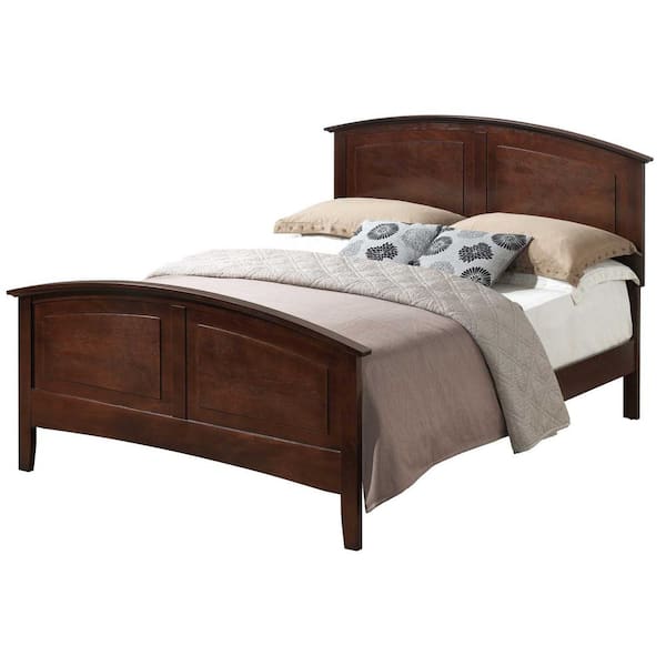 AndMakers Hammond Cappuccino King Panel Bed with Curved Top Rail