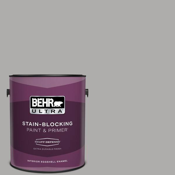 BEHR ULTRA 1 gal. #N520-3 Flannel Gray Extra Durable Eggshell Enamel Interior Paint & Primer