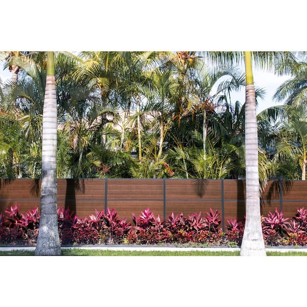 8 ft. H x 6 ft. W x 1 in. Thick Mahogany-Dark Brown-Composite Tongue and Groove Horizontal Fence Panel