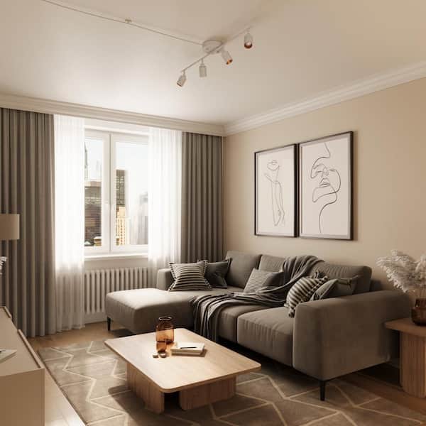 Shura White 4-Light Plug-In Track Light Kit, Dimmer Switch, Integrated LED Cylinder Heads, Ceiling Mounted, 3 ft. 3000K