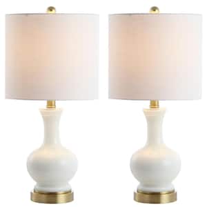 Cox 22 in. White Glass/Metal LED Table Lamp (Set of 2)