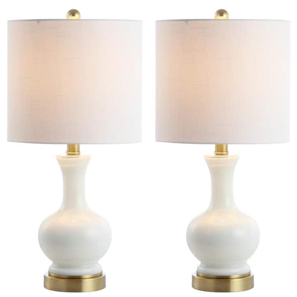 Cox 22 in. White Glass/Metal LED Table Lamp (Set of 2)