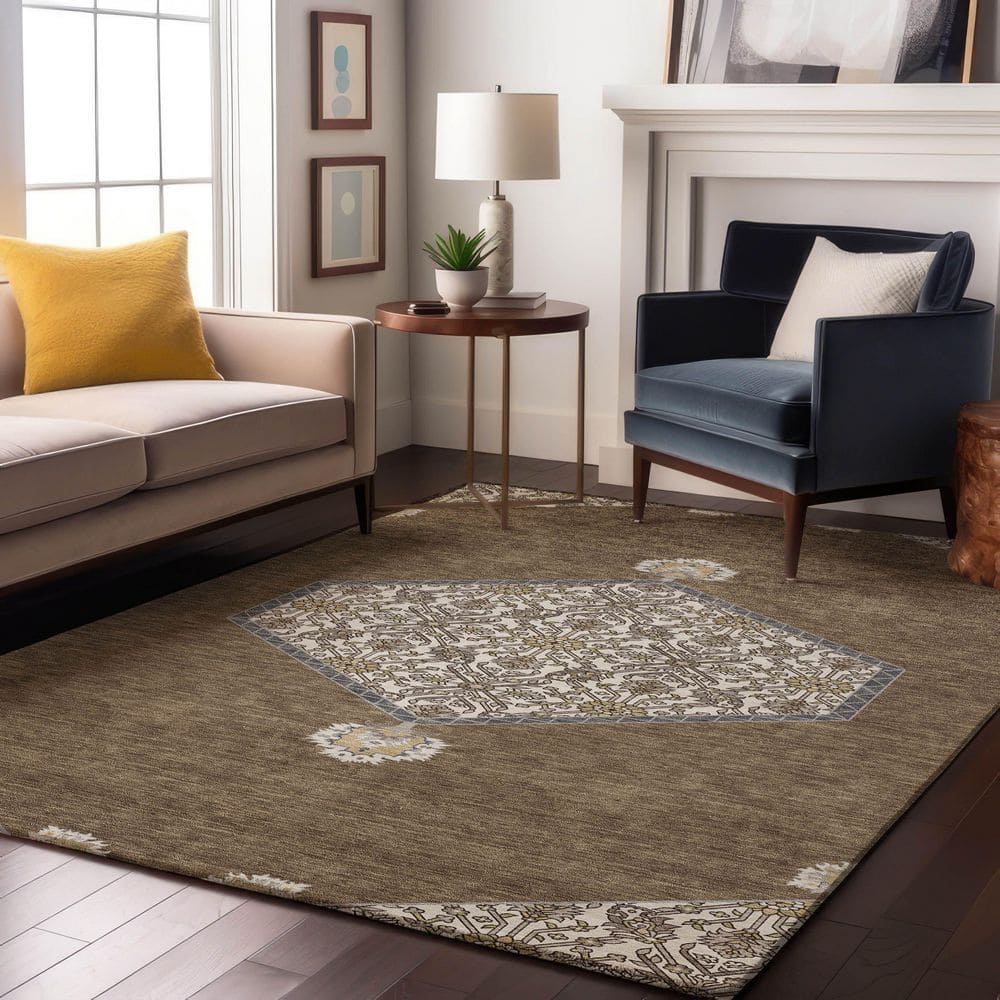 Mayfield Premium Machine Washable Abstract AMF1011 Brown 3 ft. x 4 ft. Area Rug price history on PriceWatchPro