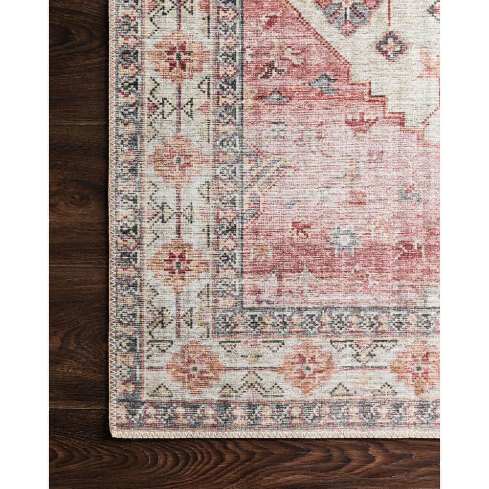 Ivory and Berry Hand-Knotted Round Wool Area Rug