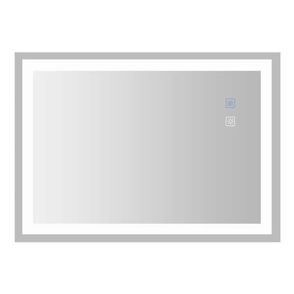Unbranded 28 in. W x 20 in. H Rectangular Frameless Wall Mounted Bathroom Vanity Mirror LED Mirror Anti-fog Mirror with Button
