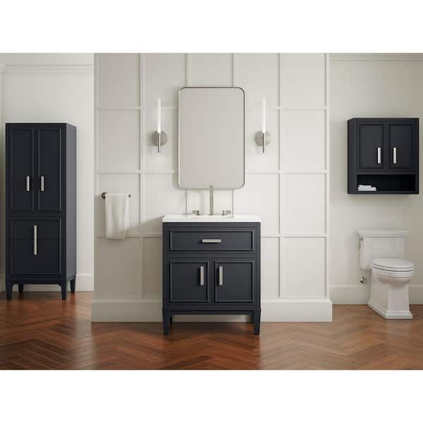 KOHLER Southerk 30.43in. Single Sink Freestanding Slate Grey Bath Vanity with White Quartz Top Assembled