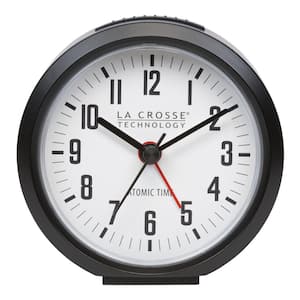 4 in. Round Black Atomic Analog Alarm Clock