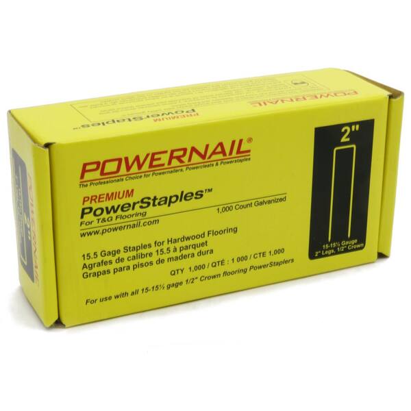 Powernail Powerstaples 2 In Leg X 1 2 In Crown X 15 1 2 Gauge Steel Hardwood Flooring Staples 1 000 Pack S 0 15 The Home Depot