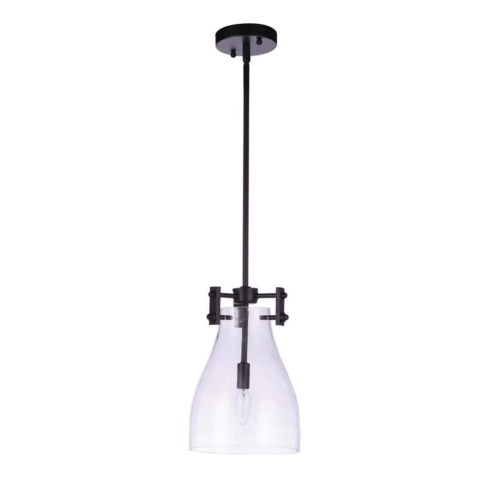 Chardonnay 60-Watt 1-Light Flat Black Finish Dining/Kitchen Island Pendant Light w/Clear Glass Shade, No Bulbs Included price history on PriceWatchPro