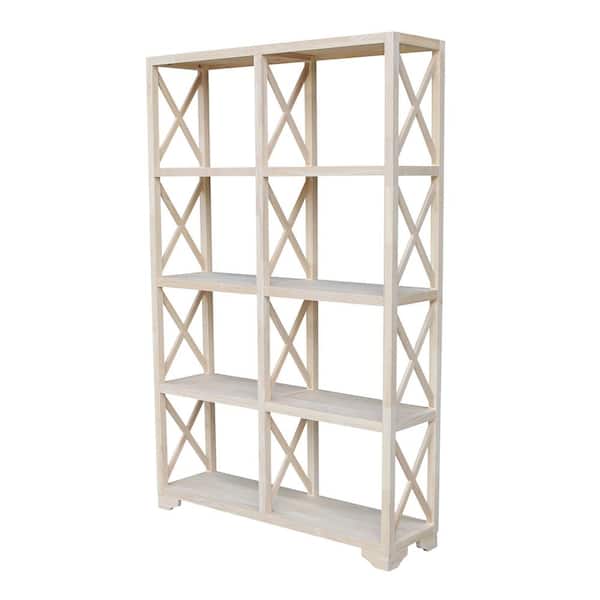 International Concepts 71.9 in. Unfinished Wood 8-shelf Etagere Bookcase with Adjustable Shelves