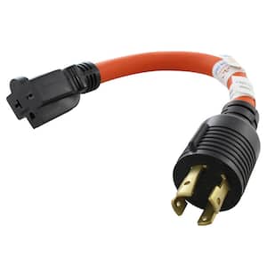 1 ft. L14-30P 30 Amp 125/250-Volt Locking Plug to 6-15/20 T-Blade 15/20 Amp 250-Volt Connector